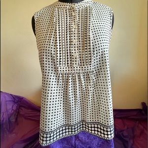 J. Crew Sleeveless Polka Dot Button Blouse